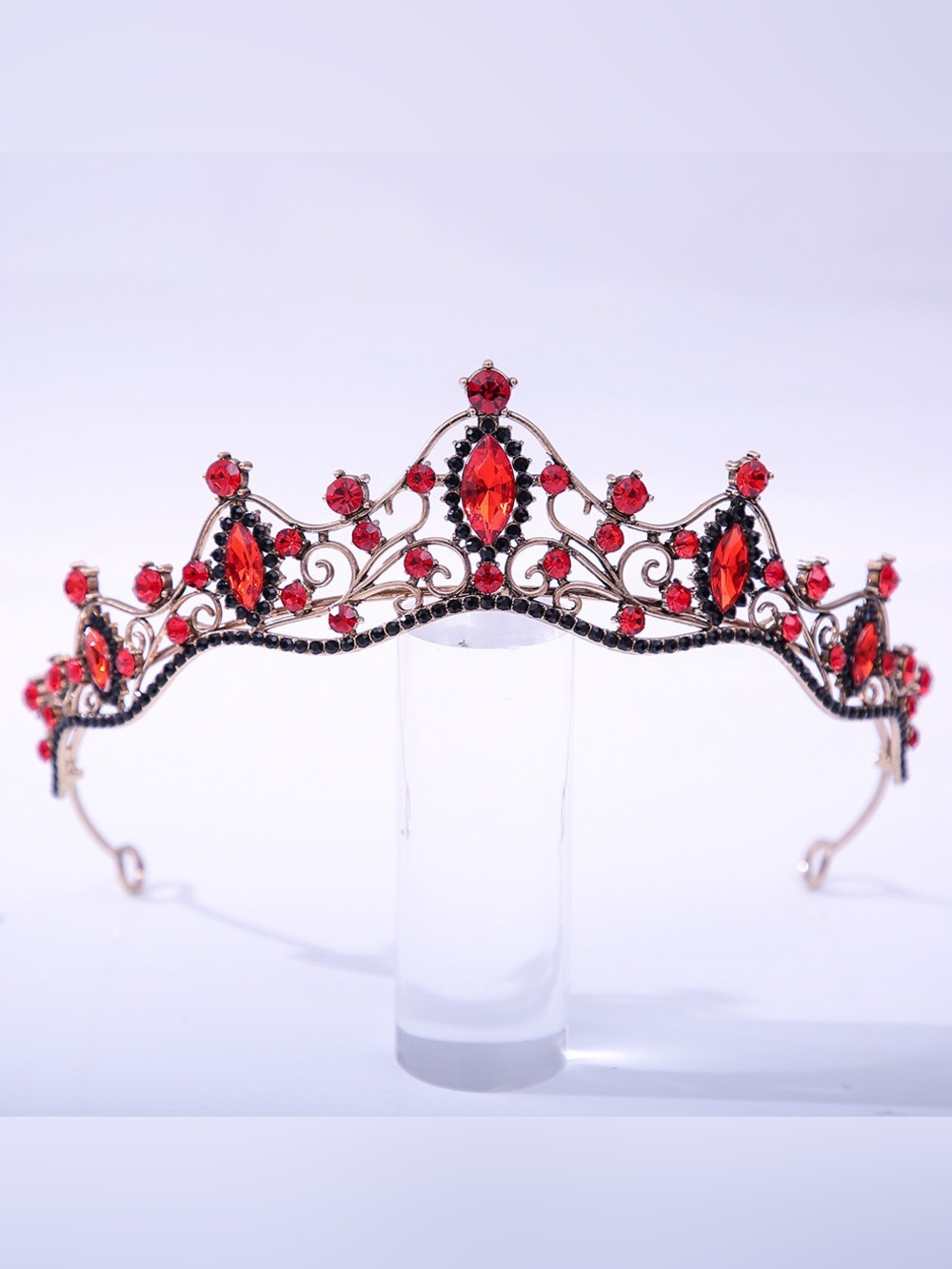 Red Crystal Tiara Headpiece for Women